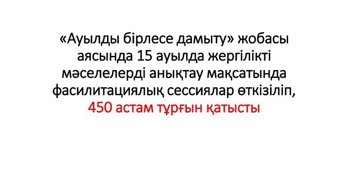 «Ауылды бірлесе дамыту» жобасының қорытынды есебімен танысыңыздар!